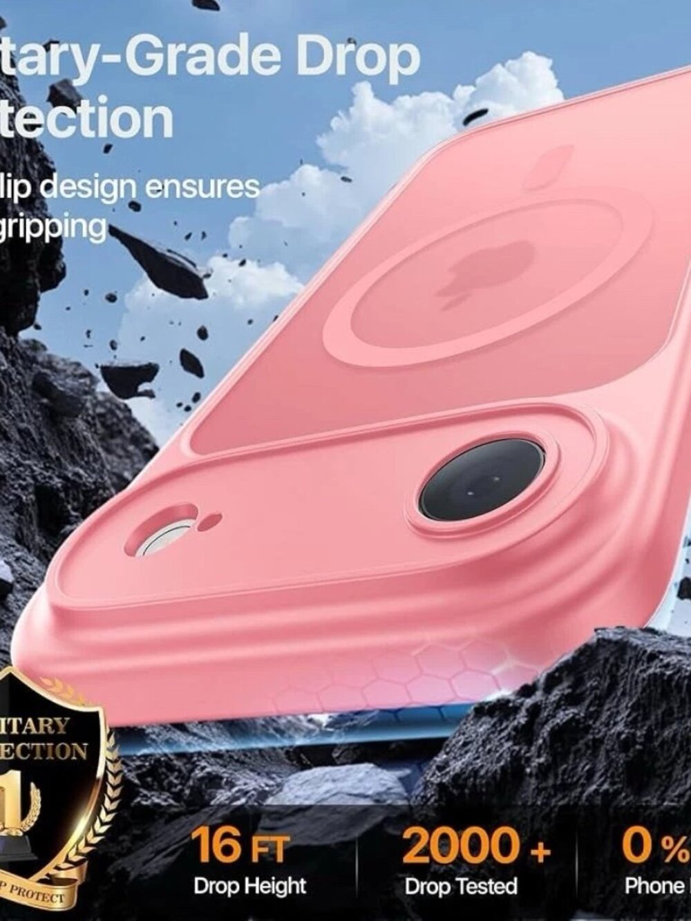 Magnetic Translucent Back Case for Apple iPhone AIR Pink Shockproof + Protector - Picture 4 of 5